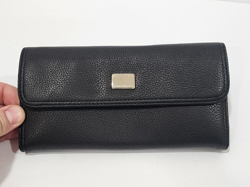 Vintage Liz Claiborne Black Genuine Leather Women's Wallet NEW